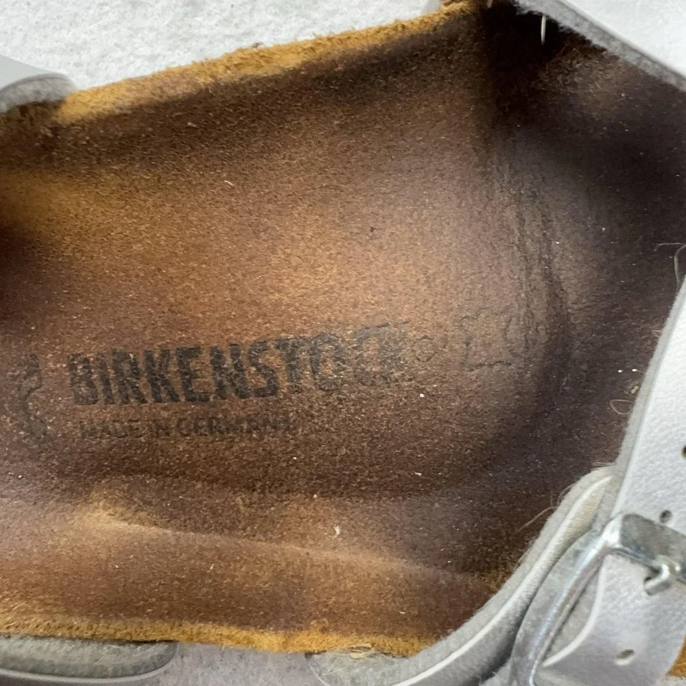 Birkenstock Mayari Sandals Womens Size 8 Silver Strappy Cork Footbed Comfort